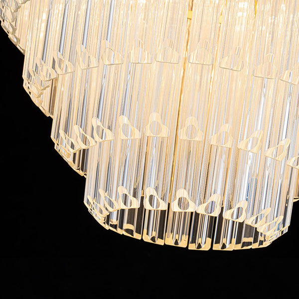 Chandelierias - Glam 7 - Light Sculptural Angled - Cut Glass Cascading Tiered Chandelier - Chandeliers - Brass - 