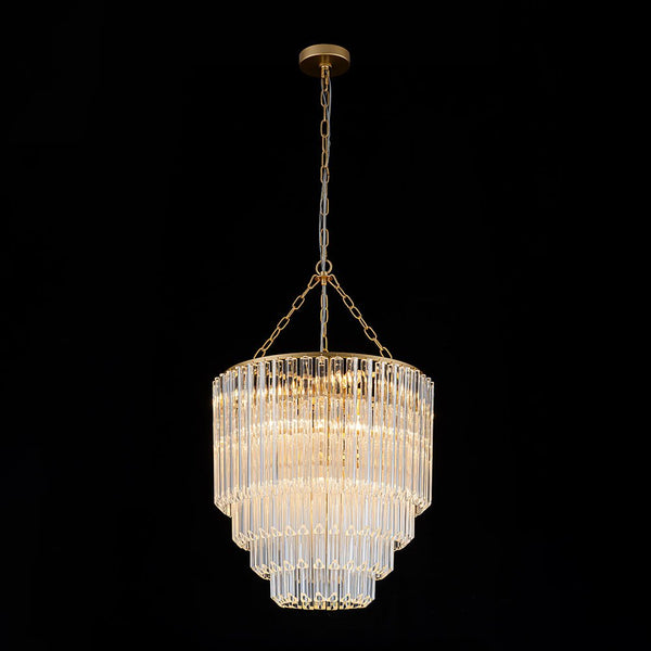 Chandelierias - Glam 7 - Light Sculptural Angled - Cut Glass Cascading Tiered Chandelier - Chandeliers - Brass - 