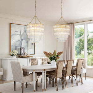 Chandelierias - Glam 7 - Light Sculptural Angled - Cut Glass Cascading Tiered Chandelier - Chandeliers - Brass - 