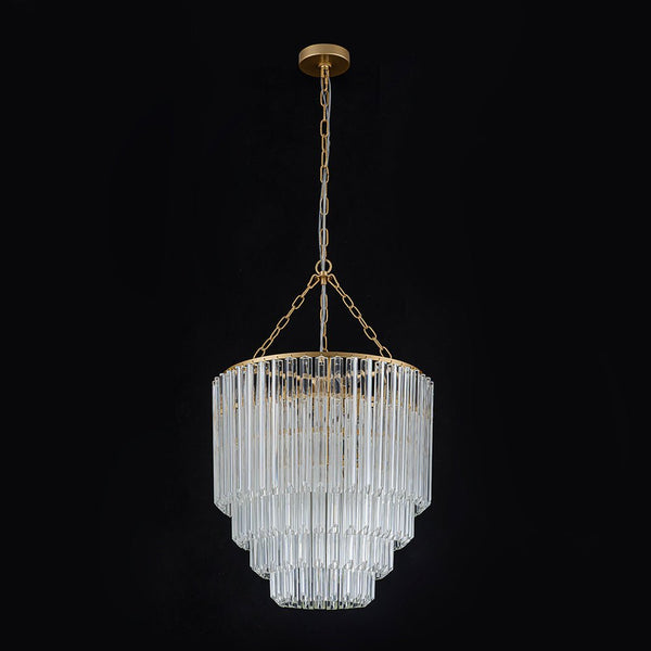 Chandelierias - Glam 7 - Light Sculptural Angled - Cut Glass Cascading Tiered Chandelier - Chandeliers - Brass - 