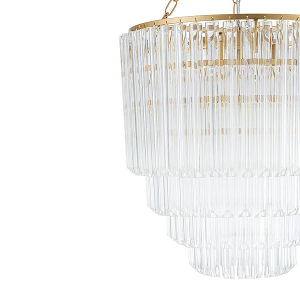 Chandelierias - Glam 7 - Light Sculptural Angled - Cut Glass Cascading Tiered Chandelier - Chandeliers - Brass - 