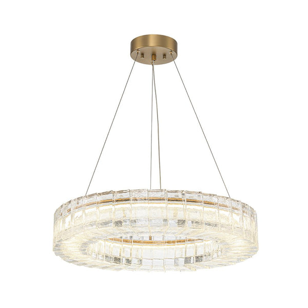 Chandelierias - Glam Handmade Dimmable LED Ice Glass Block Ring Chandelier - Chandelier - Brass - 