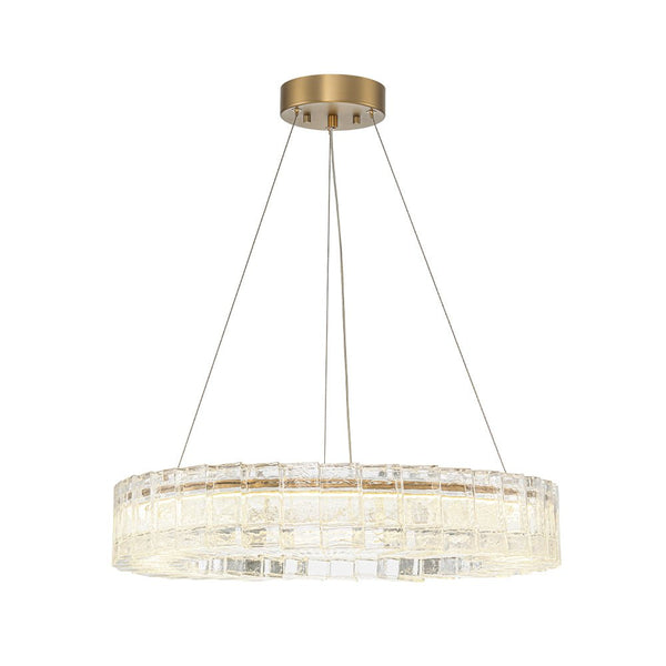 Chandelierias - Glam Handmade Dimmable LED Ice Glass Block Ring Chandelier - Chandelier - Brass - 