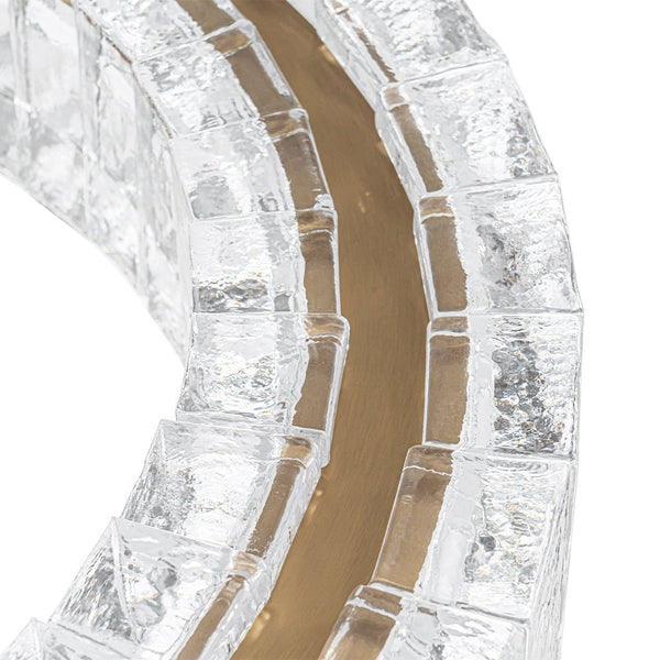 Chandelierias - Glam Handmade Dimmable LED Ice Glass Block Ring Chandelier - Chandelier - Brass - 