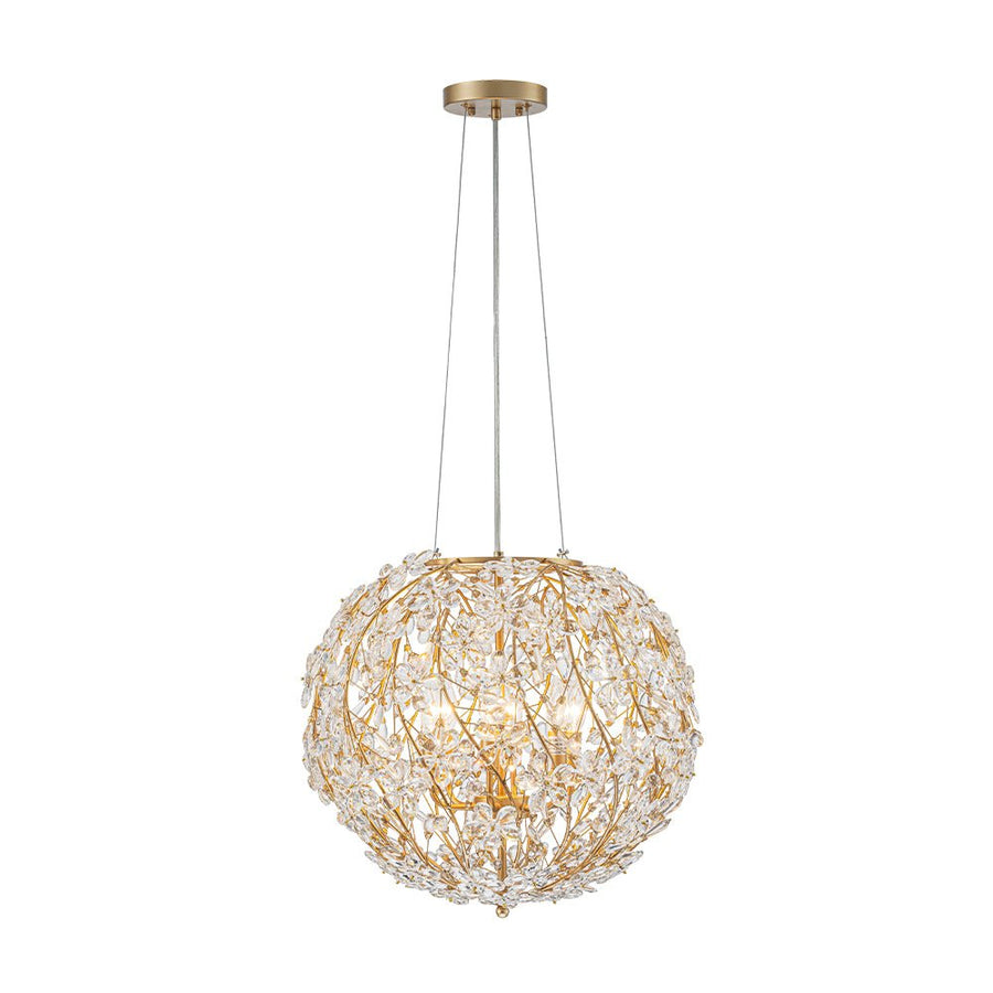 Chandelierias - Glam Luxury Crystal Vines Flowers Wrapped Sphere Chandelier - Chandeliers - 20.7in - 