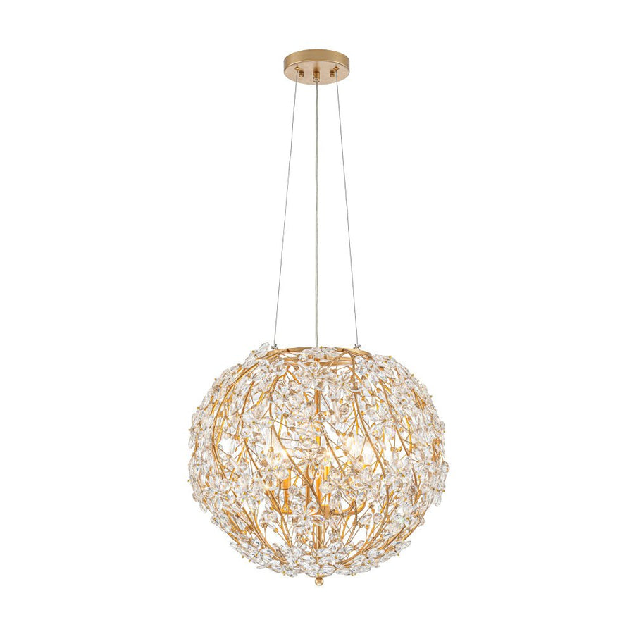 Chandelierias - Glam Luxury Crystal Vines Flowers Wrapped Sphere Chandelier - Chandeliers - 20.7in - 