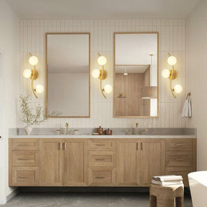 Chandelierias - Glam Modern 3 - Light Flower Branch Linear Semi - Flush Wall Sconce - Wall Light - Brass - 1 - Pack