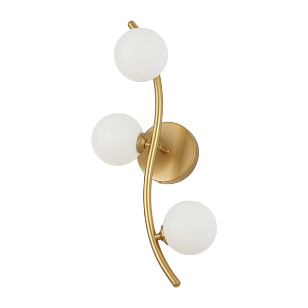 Chandelierias - Glam Modern 3 - Light Flower Branch Linear Semi - Flush Wall Sconce - Wall Light - Brass - 2 - Pack