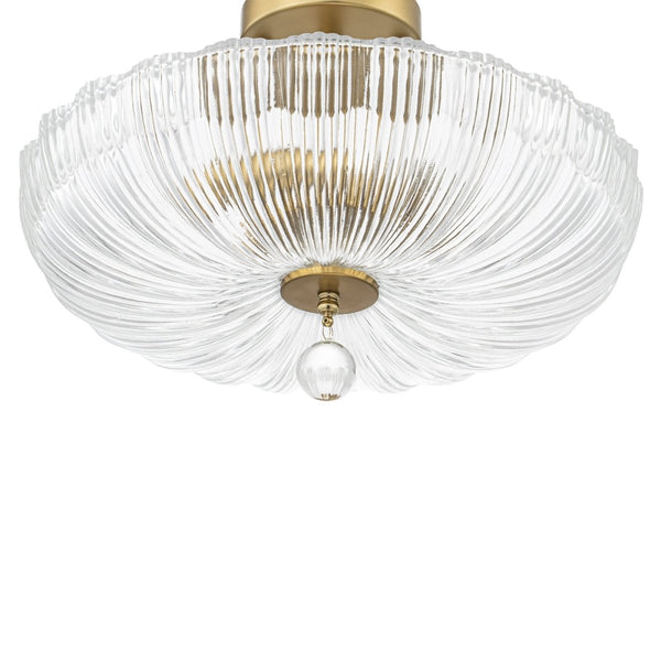 Chandelierias-Glam Round lobed 3-Light Fluted Glass Semi-flush Mount-Semi Flush-Brass-