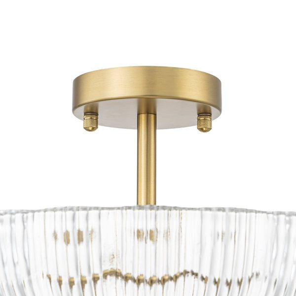 Chandelierias-Glam Round lobed 3-Light Fluted Glass Semi-flush Mount-Semi Flush-Brass-