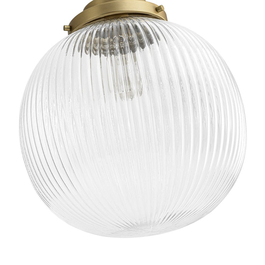 Chandelierias - Glam Single - Light Ribbed Glass Globe Pendant - Pendant - Brushed Brass - 