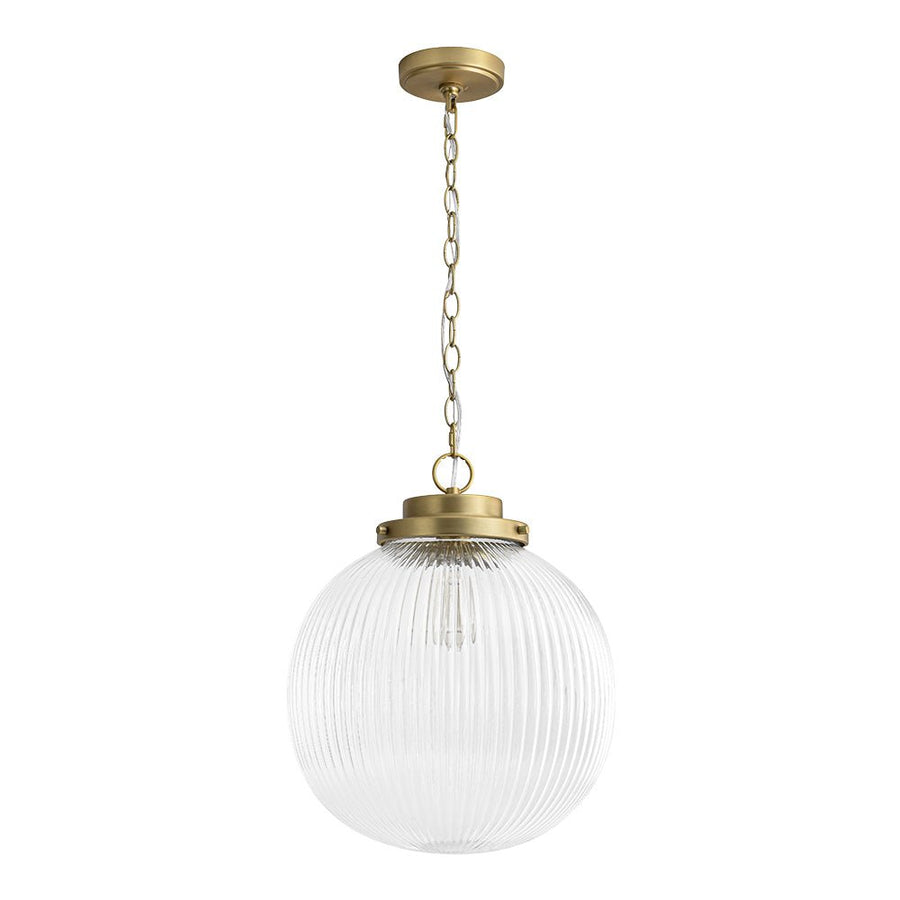 Chandelierias - Glam Single - Light Ribbed Glass Globe Pendant - Pendant - Brushed Brass - 