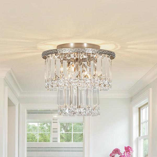 Chandelierias - Glam Tiered Cake - shaped Faceted Crystal Flush Mount - Flush Mount - 3 - Light - 