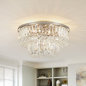Chandelierias - Glam Tiered Cake - shaped Faceted Crystal Flush Mount - Flush Mount - 5 - Light - 