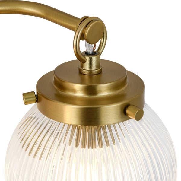 Chandelierias-Glam Vanity Ribbed Glass Dew Single Wall Sconce-Wall Light-Brushed Brass-2-Light