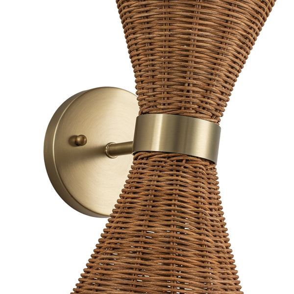 Chandelierias-Global-style 2-Light Rattan Hourglass Wall Sconce-Wall Light-Brass-2-Pack