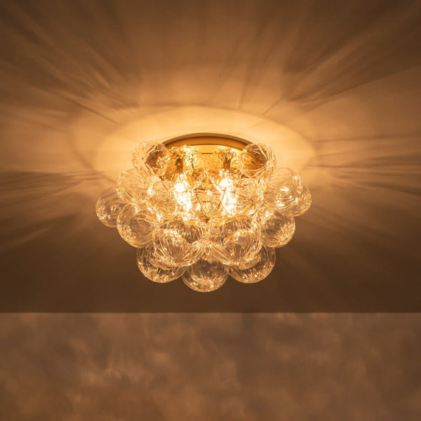 Chandelierias - Gorgeous 4 - Light Clear Textured Glass Bubble Semi - Flush Chandelier - Semi Flush - Ripple Glass - 