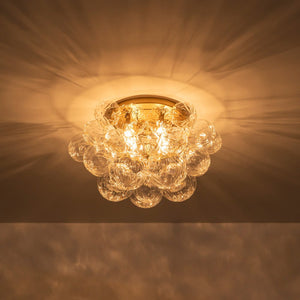 Chandelierias - Gorgeous 4 - Light Clear Textured Glass Bubble Semi - Flush Chandelier - Semi Flush - Ripple Glass - 