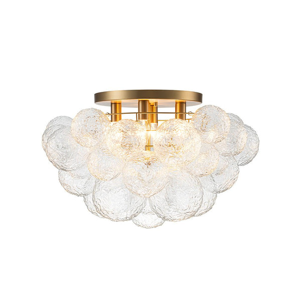 Chandelierias - Gorgeous 4 - Light Clear Textured Glass Bubble Semi - Flush Chandelier - Semi Flush - Ripple Glass - 