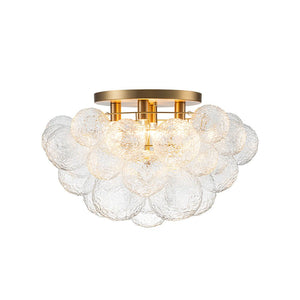 Chandelierias - Gorgeous 4 - Light Clear Textured Glass Bubble Semi - Flush Chandelier - Semi Flush - Ripple Glass - 