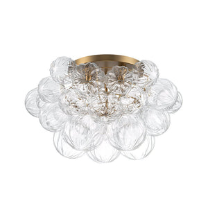 Chandelierias - Gorgeous 4 - Light Clear Textured Glass Bubble Semi - Flush Chandelier - Semi Flush - Wavy - petal Glass - 