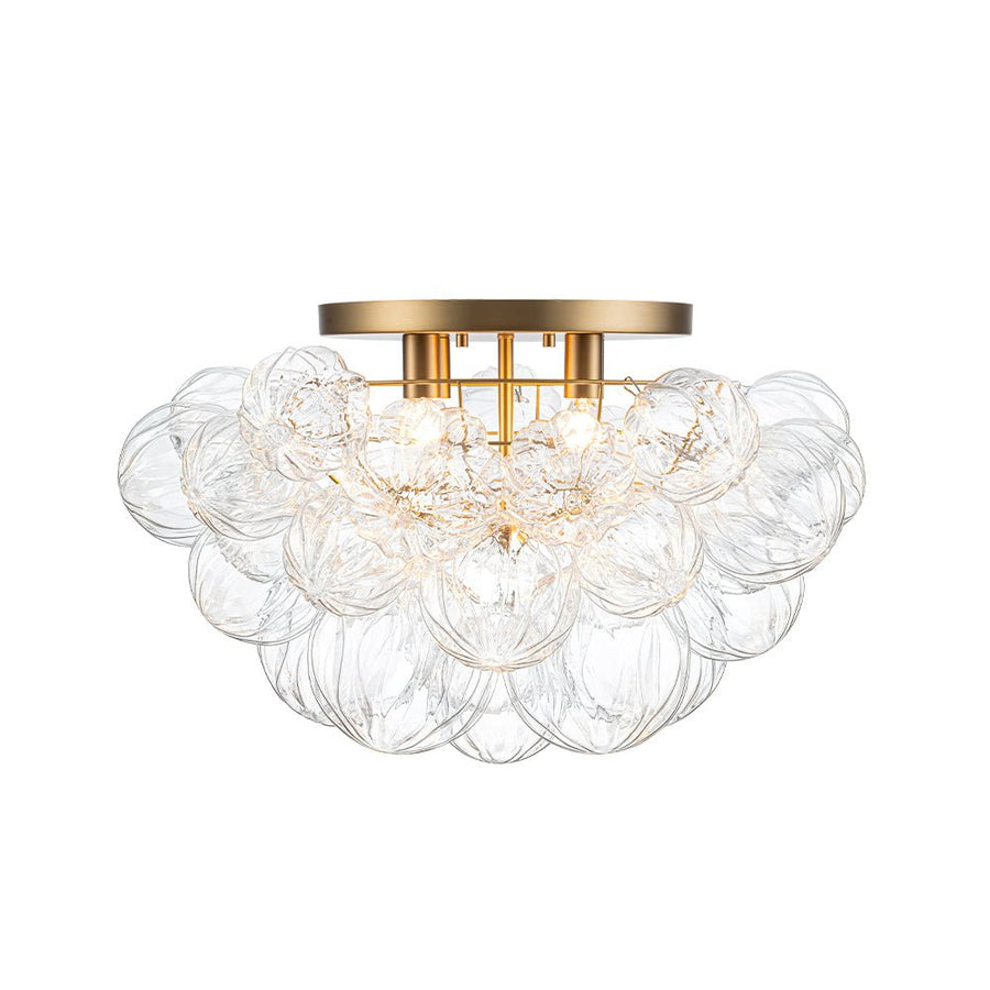 Chandelierias - Gorgeous 4 - Light Clear Textured Glass Bubble Semi - Flush Chandelier - Semi Flush - Wavy - petal Glass - 