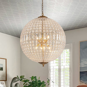 Chandelierias - Gorgeous Entangled Beads Faceted Crystal Globe Pendant - Chandeliers - 8 - Light (Customized & Non - returnable) - 