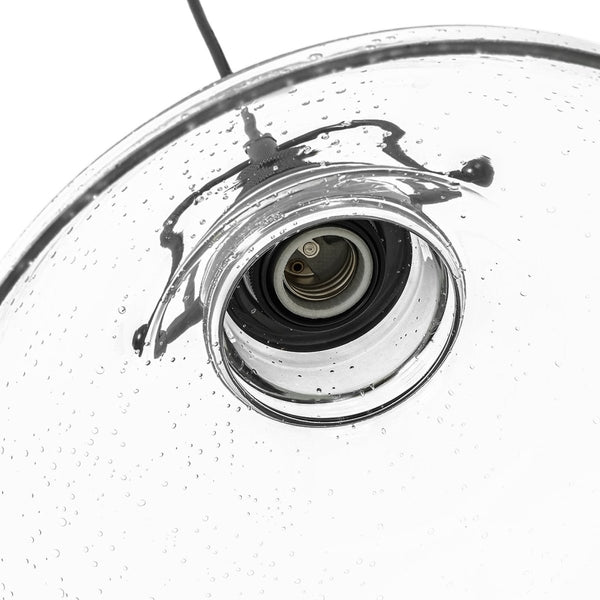 Chandelierias-Industrial 1-Light Clear Seeded Glass Framed Bell Pendant-Pendants-Black-