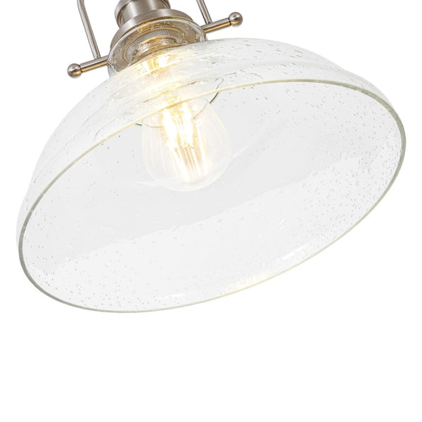 Chandelierias-Industrial 1-Light Clear Seeded Glass Framed Bell Pendant-Pendants-Black-
