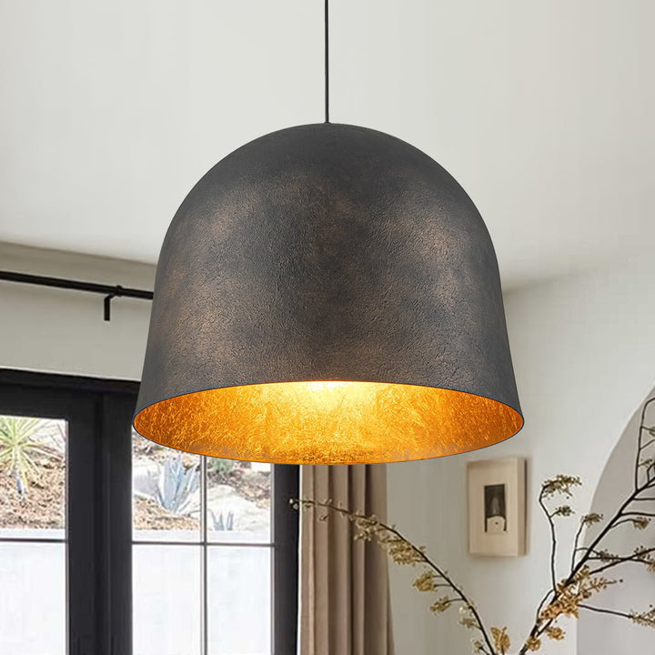 Chandelierias - Industrial Antique Style 1 - Light Metal Dome Pendant - Pendant - Black - 