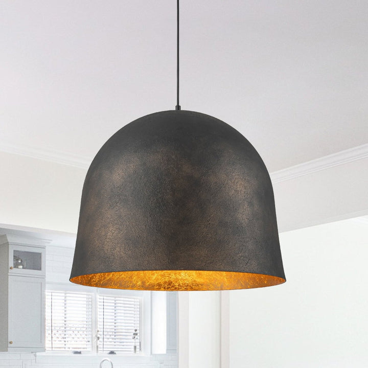 Chandelierias - Industrial Antique Style 1 - Light Metal Dome Pendant - Pendant - Black - 