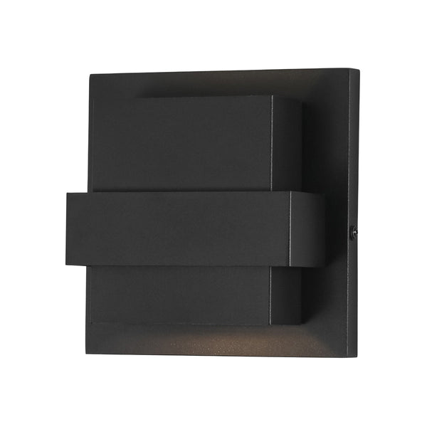 Chandelierias - Industrial Dimmable LED Layered Square Box Outdoor Wall Sconce - Wall Light - Matte Black - 2 - Pack