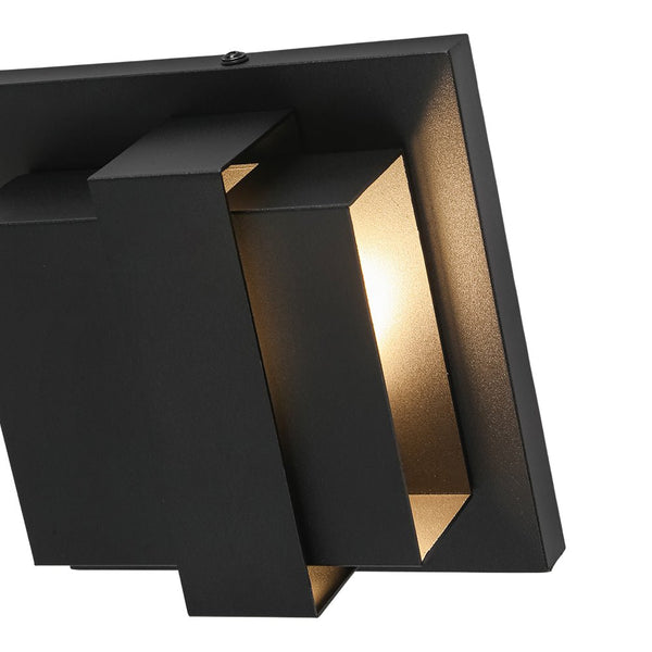 Chandelierias - Industrial Dimmable LED Layered Square Box Outdoor Wall Sconce - Wall Light - Matte Black - 2 - Pack