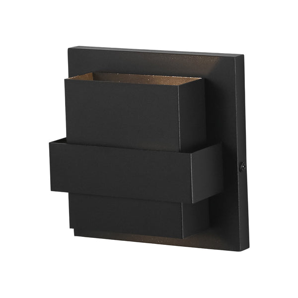 Chandelierias - Industrial Dimmable LED Layered Square Box Outdoor Wall Sconce - Wall Light - Matte Black - 2 - Pack