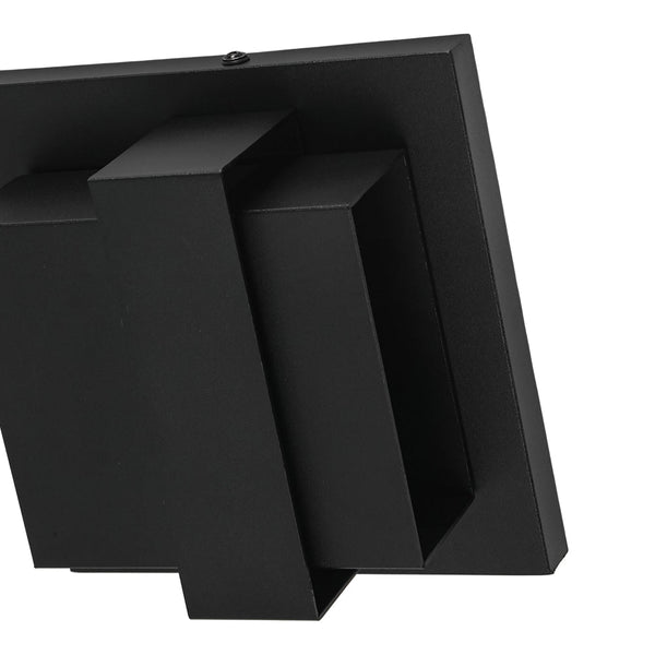 Chandelierias - Industrial Dimmable LED Layered Square Box Outdoor Wall Sconce - Wall Light - Matte Black - 2 - Pack