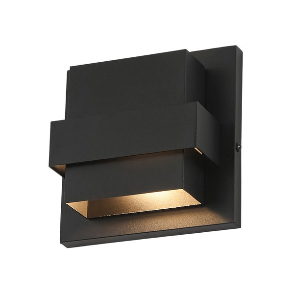 Chandelierias - Industrial Dimmable LED Layered Square Box Outdoor Wall Sconce - Wall Light - Matte Black - 2 - Pack