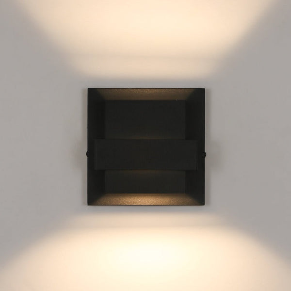 Chandelierias - Industrial Dimmable LED Layered Square Box Outdoor Wall Sconce - Wall Light - Matte Black - 2 - Pack