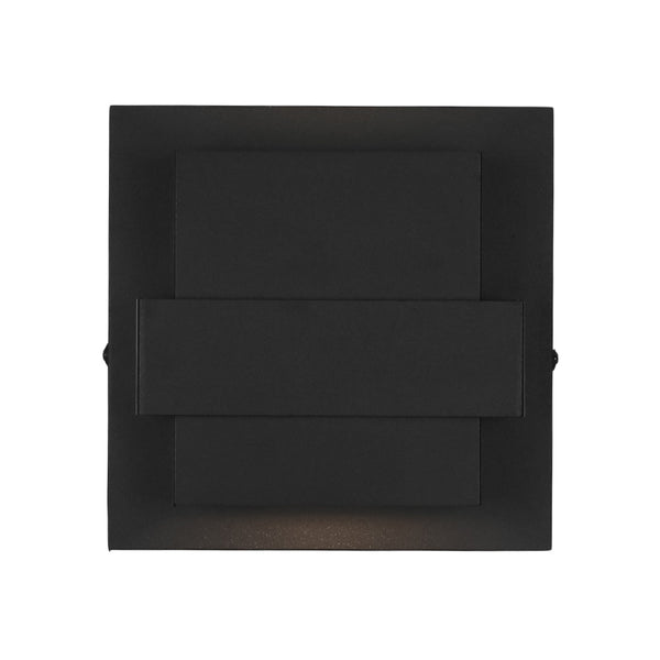 Chandelierias - Industrial Dimmable LED Layered Square Box Outdoor Wall Sconce - Wall Light - Matte Black - 2 - Pack