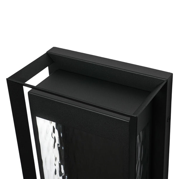Chandelierias - Industrial Dimmable LED Ripple Glass Rectangular Box Outdoor Wall Sconce - Wall Light - Matte Black - 2 - Pack