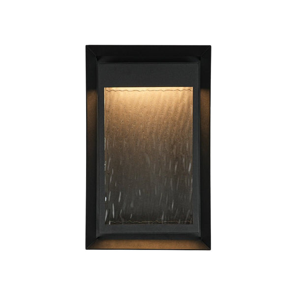 Chandelierias - Industrial Dimmable LED Ripple Glass Rectangular Box Outdoor Wall Sconce - Wall Light - Matte Black - 2 - Pack
