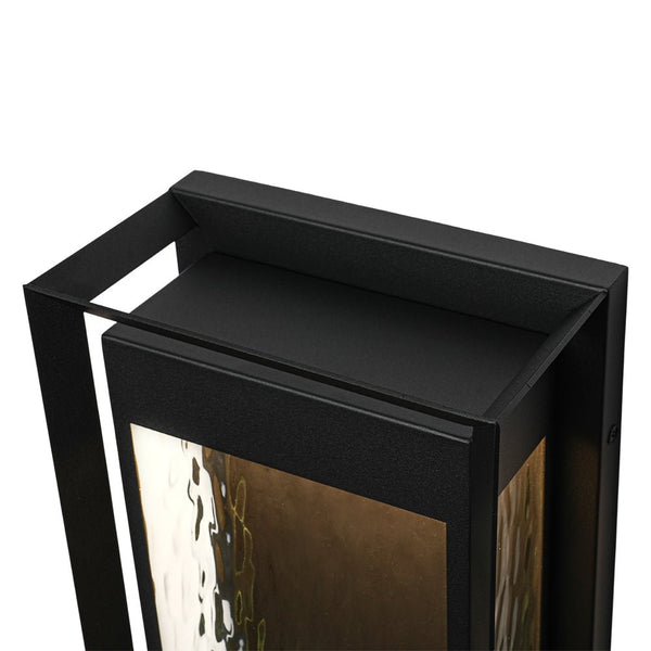 Chandelierias - Industrial Dimmable LED Ripple Glass Rectangular Box Outdoor Wall Sconce - Wall Light - Matte Black - 2 - Pack