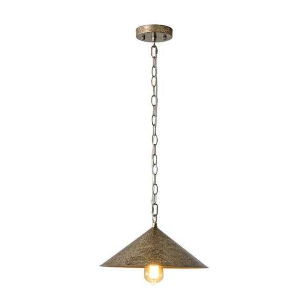 Chandelierias - Industrial - Style Single - Light Conical Metal Shade Pendant - Pendants - Mottled - Silver - 