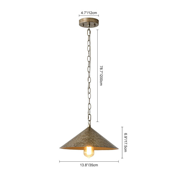 Chandelierias - Industrial - Style Single - Light Conical Metal Shade Pendant - Pendants - Mottled - Silver - 