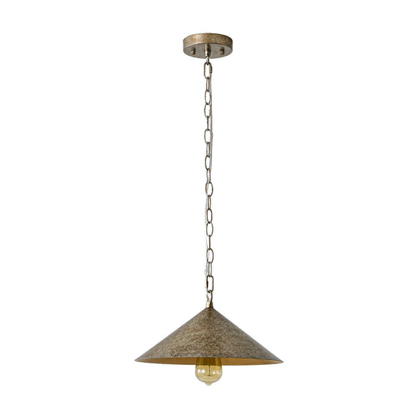 Chandelierias - Industrial - Style Single - Light Conical Metal Shade Pendant - Pendants - Mottled - Silver - 