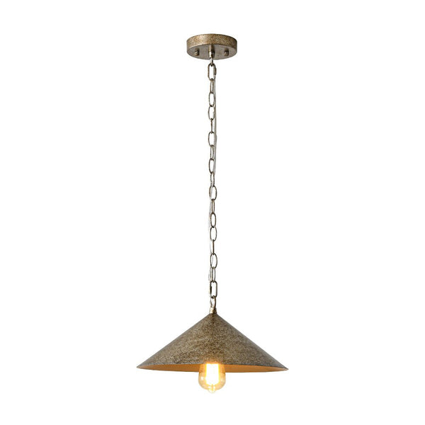 Chandelierias - Industrial - Style Single - Light Conical Metal Shade Pendant - Pendants - Mottled - Silver - 