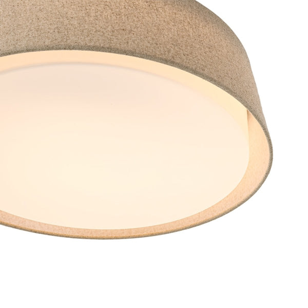 Chandelierias-Linen Fabric Dimmable LED Opal Glass Tapered Drum Flush Mount-Flush Mount-Oatmeal-