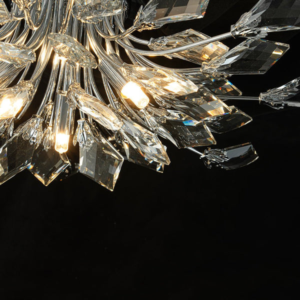 Chandelierias - Luxury 4 - Light Floral Bouquet Crystal Semi - flush Mount - Semi Flush - Chrome - 