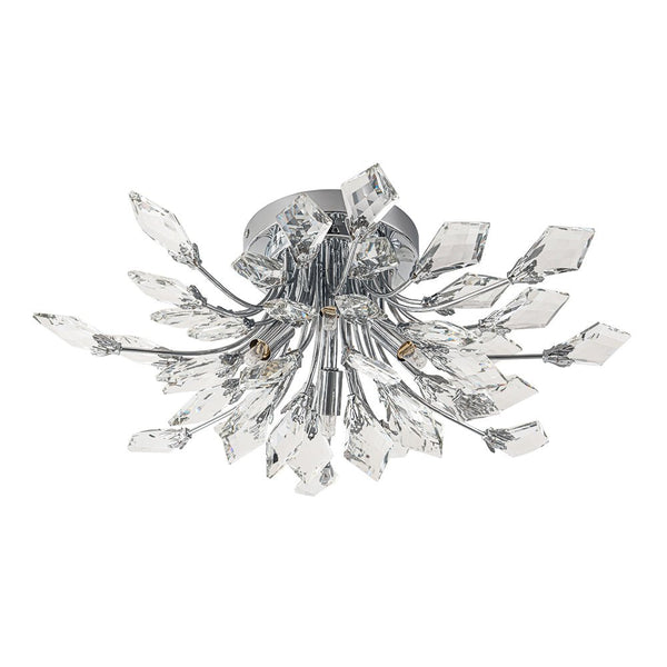 Chandelierias - Luxury 4 - Light Floral Bouquet Crystal Semi - flush Mount - Semi Flush - Chrome - 