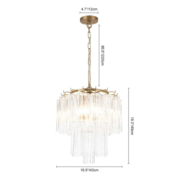 Chandelierias - Luxury Modern 3 - Light Tronchi Murano Glass Tiered Chandelier - Chandeliers - Clear - 