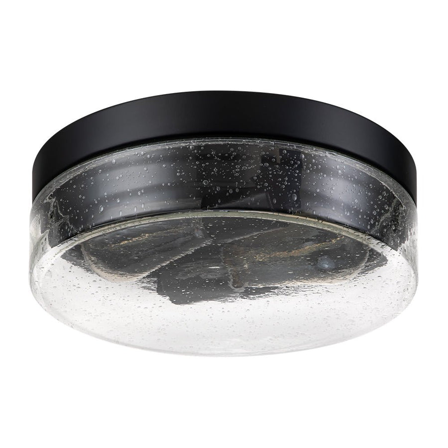 Chandelierias-Matte Black 2-Light Seeded Glass Flush Mount-Flush Mount-Matte Black-